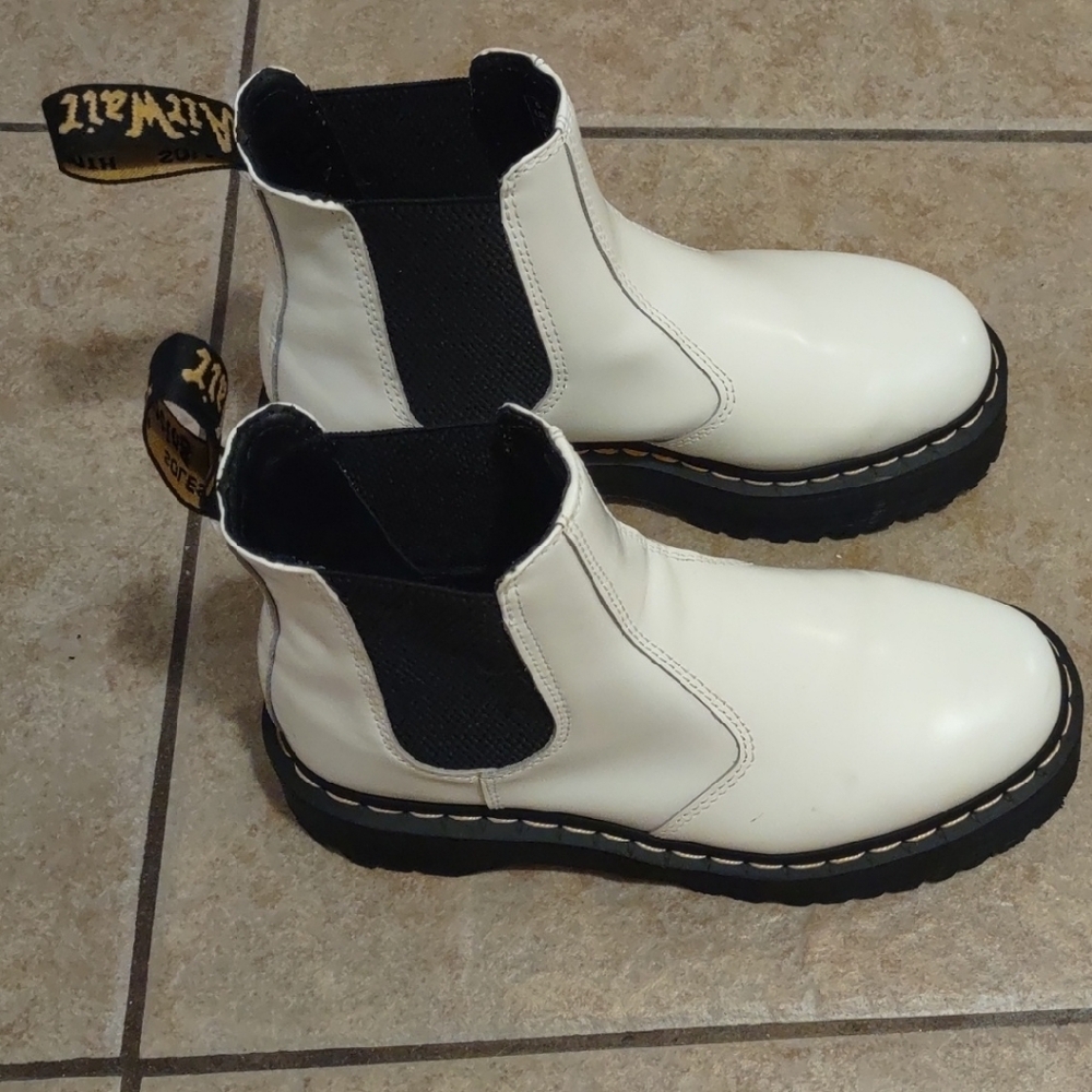 Dr. Marten's White Quad Platform Boots